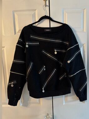 AKIRA Black Multi-Zipper Pullover